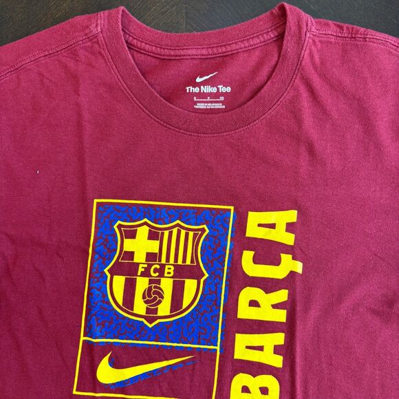 Nike Mens FC Barcelona Soccer T-Shirt Size Small Red Short Sleeve - Picture 3 of 5